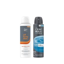 Combo Dove Men+Care All Body Deo Shea Butter & Cedar en Aerosol x 150ml + Antitranspirante Protección Total en Aerosol x 150ml