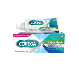 Adhesivo para Prótesis Dentales Ultra Corega Crema Sabor Menta x 20 g