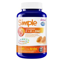 Suplemento Dietario Simple Vitamina C + D + Zinc x 60 un