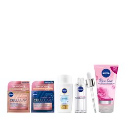 Combo Nivea Cellular Lift Expert Crema Antiedad de Día + Crema Antiedad de Noche x 50 ml + Sérum Rellenador x 30 ml + Gel limpiador Micelar Rose Care