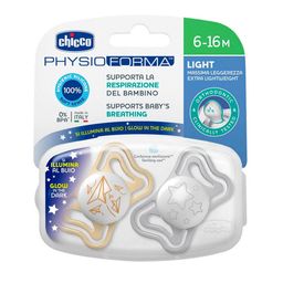 Chupete Chicco Physio Light Lumi Nocturno 6M+ x 2 un
