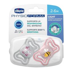 Chupete Chicco Physio Light Rosa/Violeta 2-6m x 2 Un