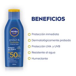 Combo Nivea Protector Solar Protect & Hydrate FPS 50 x 200 ml + Crema corporal anti-celulitis Piernas Relajadas x 400 ml