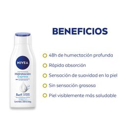 Combo Nivea Crema corporal Hidratación Express Piel normal a seca x 250 ml + Protector solar Protect & Bronze FPS 30 x 200 ml
