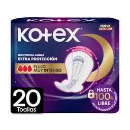 Toalla Femenina Kotex Nocturna Larga x 20 un
