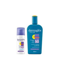 Combo Dermaglós FPS 50 Protector Solar Facial Fluido + Emulsión