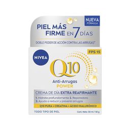 Crema Facial de Día Nivea Q10 Power Anti-arrugas FPS 15 con Creatina y Ácido Hialurónico x 50 ml