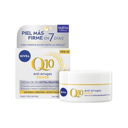 Crema Facial de Día Nivea Q10 Power Anti-arrugas FPS 15 con Creatina y Ácido Hialurónico x 50 ml