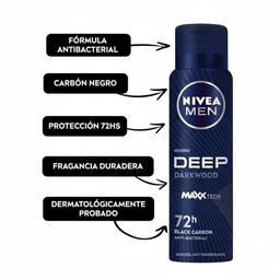 Desodorante Nivea Men Deep Original Carbón Activo en Aerosol x 150 ml