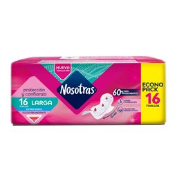 Toallas Femeninas Nosotras Larga Tela Curv x 16 un