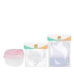 Combo Bebé Farmacity: Dosificador + Babitas Azul + Babero Nude