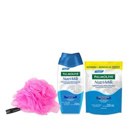 Combo Esponja Corporal Studio 9 + Jabón Líquido Corporal Palmolive Nutrimilk + Repuesto