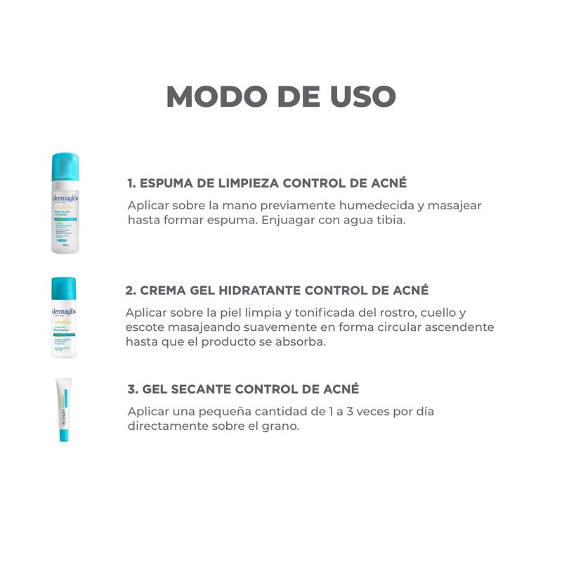 combo-dermaglos-acne-espuma-crema-gel-secante