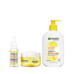 Combo Facial Garnier Vitamina C: Gel de Limpieza + Crema Fps 30 + Sérum Iluminador