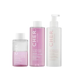 Combo Facial Cher Dieciocho Luminous: Gel de Limpieza + Agua Micelar + Desmaquillante