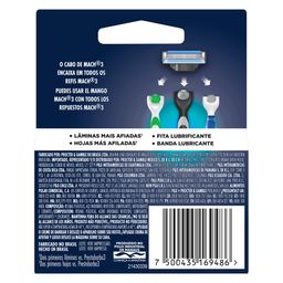 Repuesto para Máquina de Afeitar Gillette Mach3 con 3 Hojas x 4 un