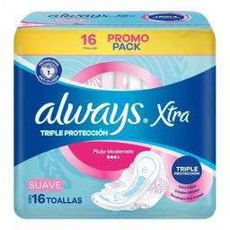 Toallitas Femeninas Always Triple Protección Día Suave x 16 un