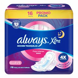 Toallitas Femeninas Always Protección Noche Suave x 16 un