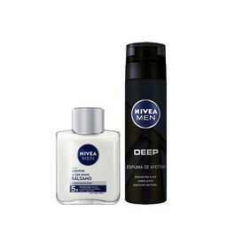 Combo Espuma de Afeitar Nivea Men Deep en Aerosol x 200 ml + Bálsamo After Shave Nivea Men Sensitive para Piel Sensible x 100 ml