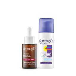 Combo Protector Solar Facial Dermaglós Fluido Invisible Fps 50+ x 50 g + Sérum Dermaglós Retinol x 25 ml