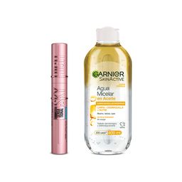 Kit a Prueba de Agua Maybelline & Garnier: Sky High WTP + Agua Micelar Bifasica