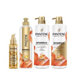 Combo Pantene Anti Caída: Shampoo 510 ml + Crema 300 ml + Óleo 95 ml