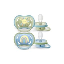 Chupetes Avent Verde y Celeste Ultra Air Deco 0-6 Meses x 2 un