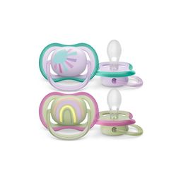 Chupetes Avent Lila y Verde Ultra Air Deco 0 -6 Meses x 2 un