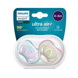 Chupetes Avent Lila y Verde Ultra Air Deco 0 -6 Meses x 2 un