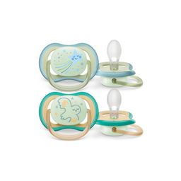 Chupetes Avent Nightime Celeste Ultra Air 0 - 6 Meses x 2 un