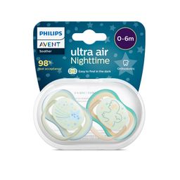 Chupetes Avent Nightime Celeste Ultra Air 0 - 6 Meses x 2 un