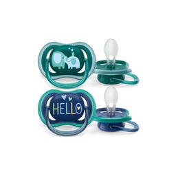 Chupetes Avent Azul y Verde Ultra Air Deco + 18 Meses x 2 un