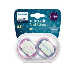 Chupetes Avent Nightime Ultra Air 6 - 18 Meses x 2 un