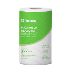Maxi Rollo de Cocina Farmacity Doble Hoja x 200 Paños