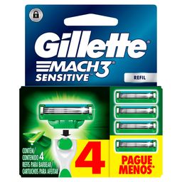 Repuesto de Afeitar Gillette Mach3 Sensitive con Aloe para Piel Sensible x 4 un