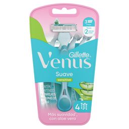 Máquina de Afeitar para Mujer Gillette Venus Suave Sensitive 3 Hojas x 4 un
