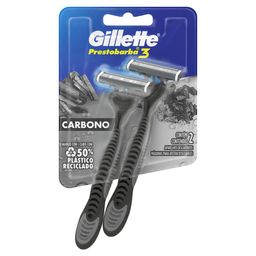 Máquina de Afeitar Gillette Prestobarba 3 Carbono con Carbón Activado x 2 un