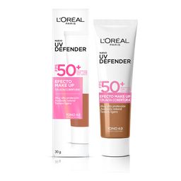 Protector Solar L'Oréal Paris Uv Defender Efecto Make Up Fps 50 Tono 4.0 x 30 g