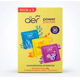 Aromatizante Aer Power Pocket Pack x 3 un